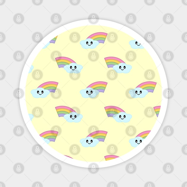 Kawaii Cute Rainbow Pattern in Yellow Magnet by Kelly Gigi